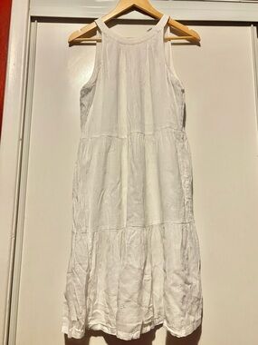 Old Navy White Sleeveless Tiered Midi Dress